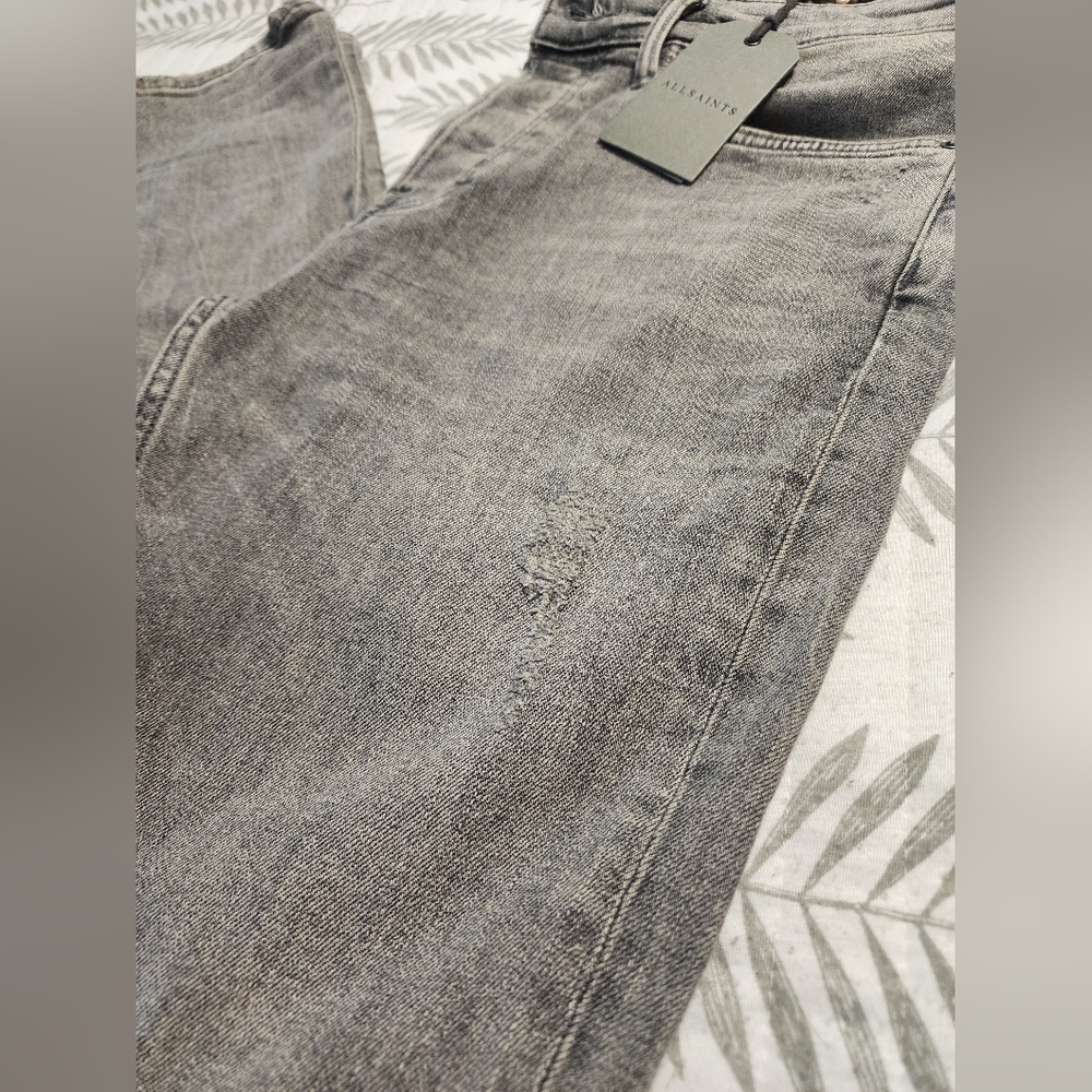 Allsaints Men's Cigarette Skinny Fit Jeans Grey - MISSING BUTTON - Picture 5 of 11